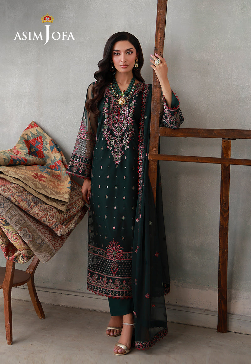 Asim Jofa | luxury Pret'26 | AJLPN-08 Embroidered Poly Net Stitched 3pcs
