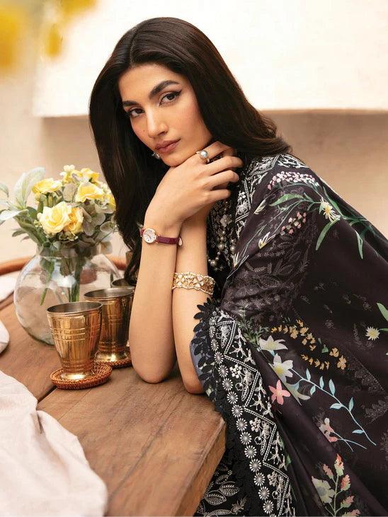 Afrozeh Cascade Embroidered Luxury Lawn Unstitched 3Pc Suit - Mila - House Of Anaya