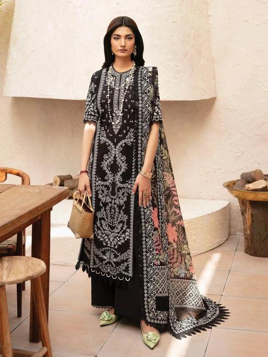 Afrozeh Cascade Embroidered Luxury Lawn Unstitched 3Pc Suit - Mila - House Of Anaya