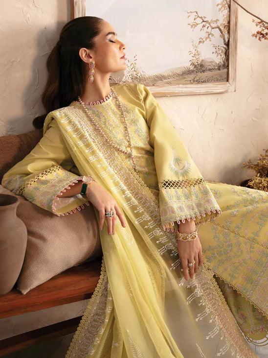 Afrozeh Cascade Embroidered Luxury Lawn 3Pc Suit - Liliana - House Of Anaya