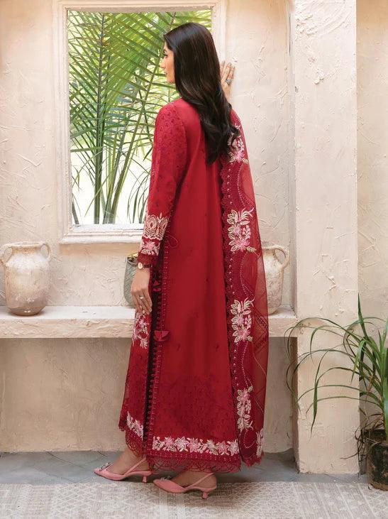 Afrozeh Cascade Embroidered Luxury Lawn 3Pc Suit - Emery - House Of Anaya