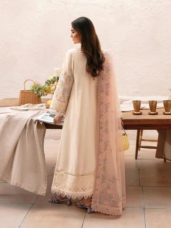 Afrozeh Cascade Embroidered Luxury Lawn 3Pc Suit - Luna - House Of Anaya