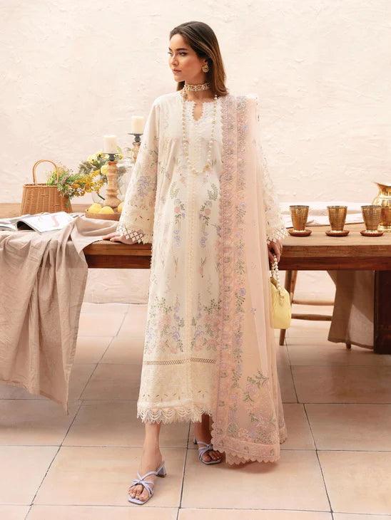 Afrozeh Cascade Embroidered Luxury Lawn 3Pc Suit - Luna - House Of Anaya