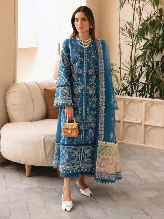 Afrozeh Cascade Embroidered Luxury Lawn 3Pc Suit - Amelia - House Of Anaya