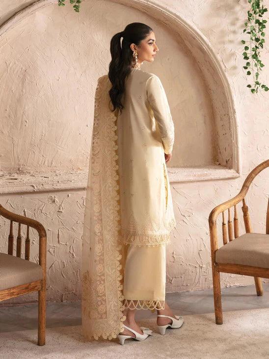 Afrozeh Cascade Embroidered Luxury Lawn 3Pc Suit - Claire - House Of Anaya