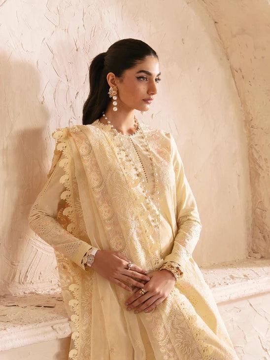 Afrozeh Cascade Embroidered Luxury Lawn 3Pc Suit - Claire - House Of Anaya