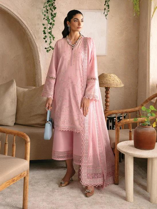 Afrozeh Cascade Embroidered Luxury Lawn 3Pc Suit - Ella - House Of Anaya
