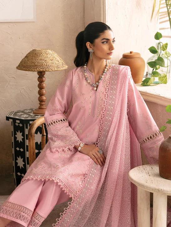 Afrozeh Cascade Embroidered Luxury Lawn 3Pc Suit - Ella - House Of Anaya