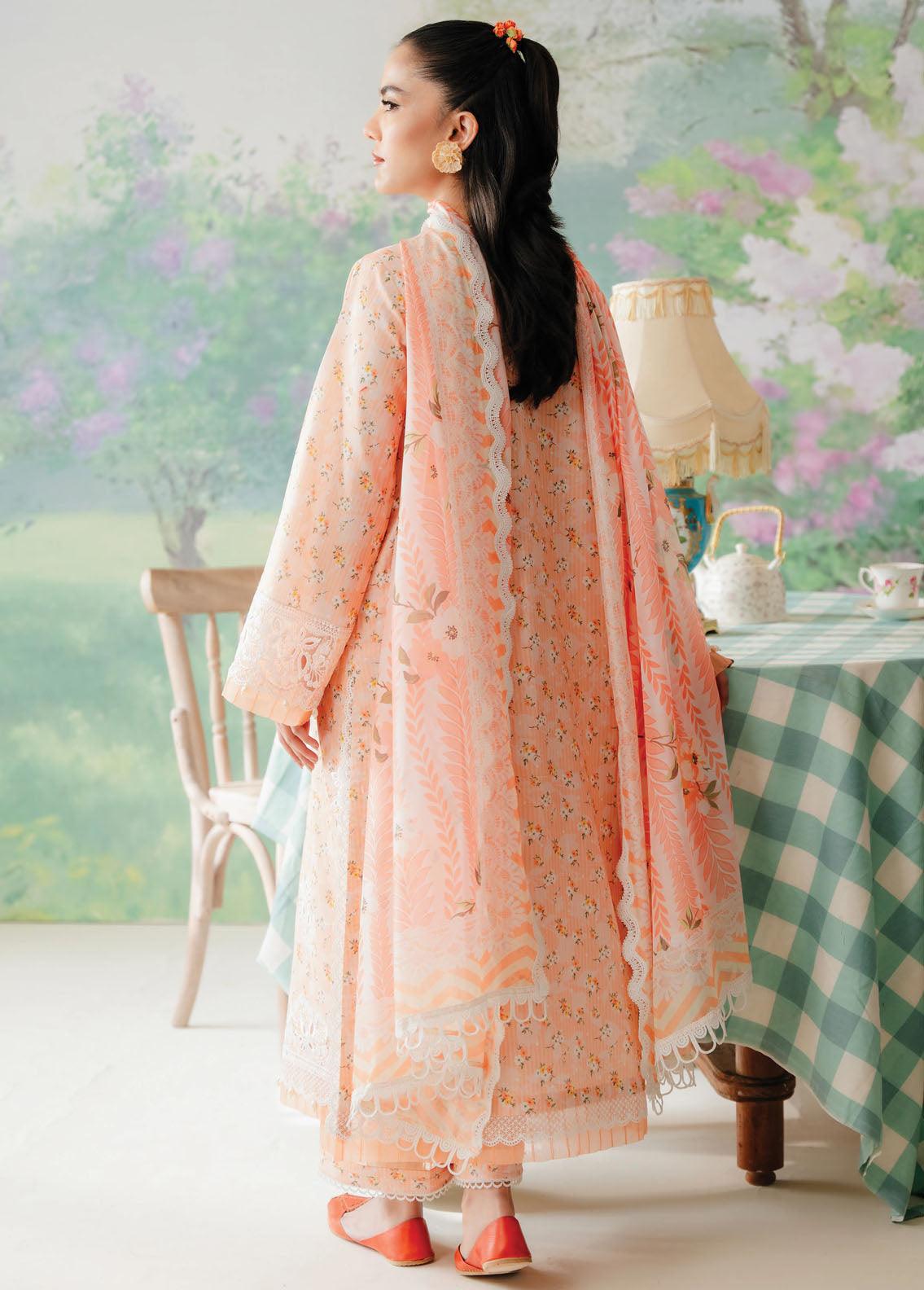 Afrozeh The Floral Charm Embroidered Lawn 3Pc Suit AL-24-V1-10 - House Of Anaya