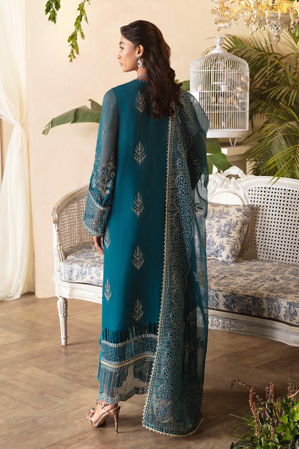 Afrozeh La Fuchsia Embroidered Chiffon 3Pc Suit ALF-03 Liana - House Of Anaya