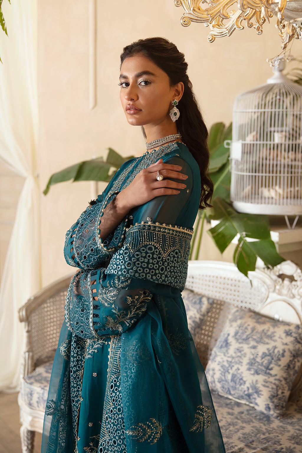 Afrozeh La Fuchsia Embroidered Chiffon 3Pc Suit ALF-03 Liana - House Of Anaya