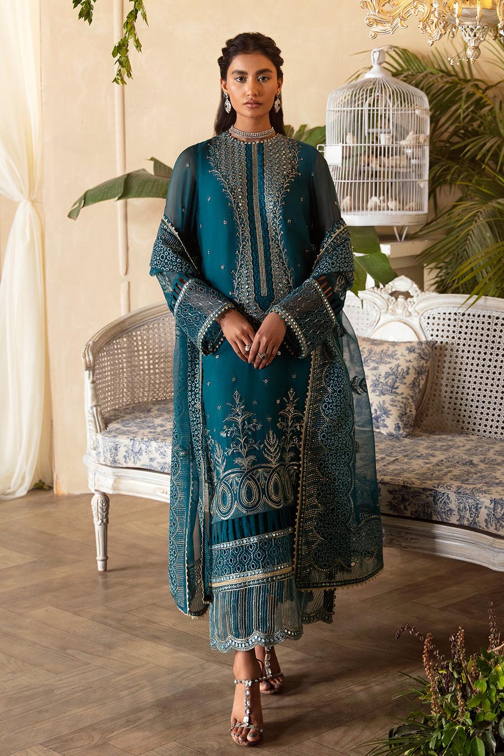 Afrozeh La Fuchsia Embroidered Chiffon 3Pc Suit ALF-03 Liana - House Of Anaya