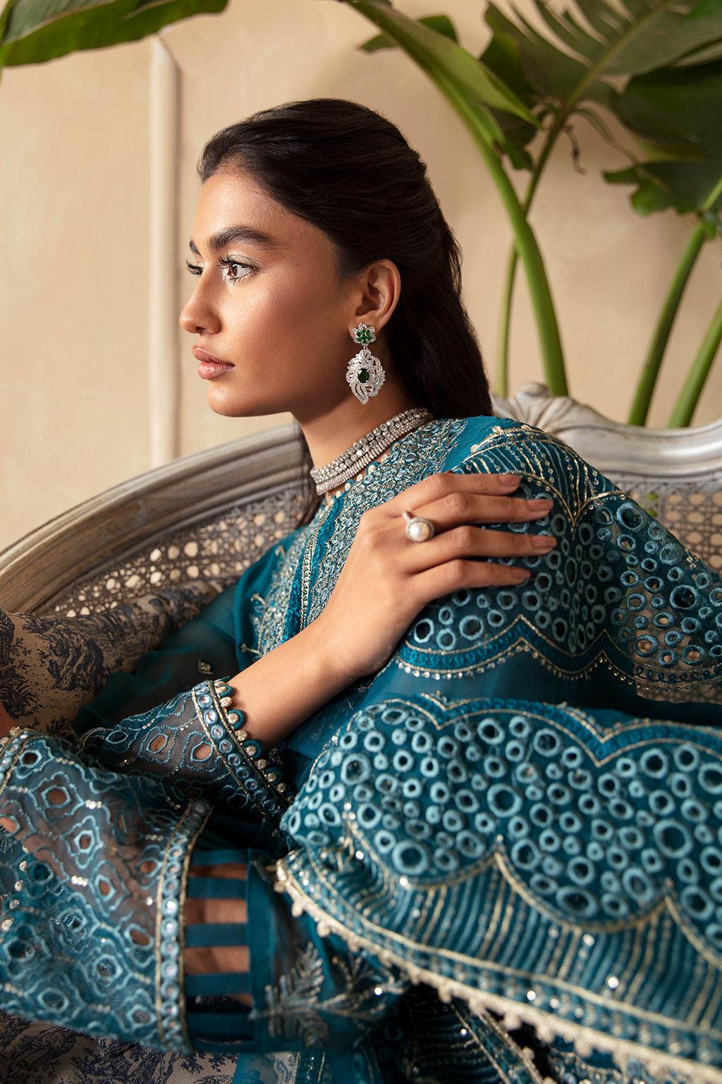 Afrozeh La Fuchsia Embroidered Chiffon 3Pc Suit ALF-03 Liana - House Of Anaya