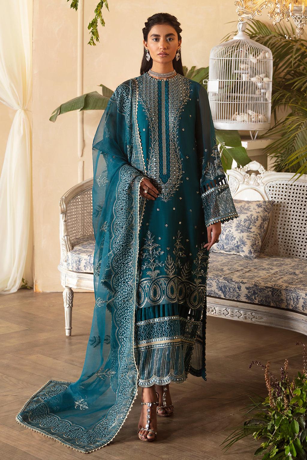 Afrozeh La Fuchsia Embroidered Chiffon 3Pc Suit ALF-03 Liana - House Of Anaya