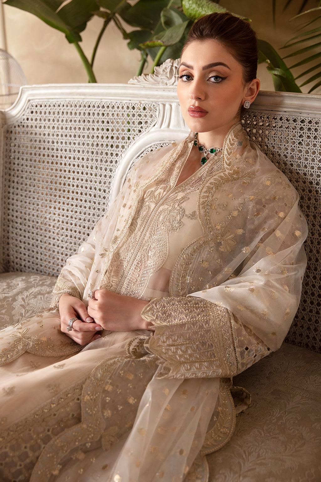 Afrozeh La Fuchsia Embroidered Organza 3Pc Suit ALF-05 Daisy - House Of Anaya