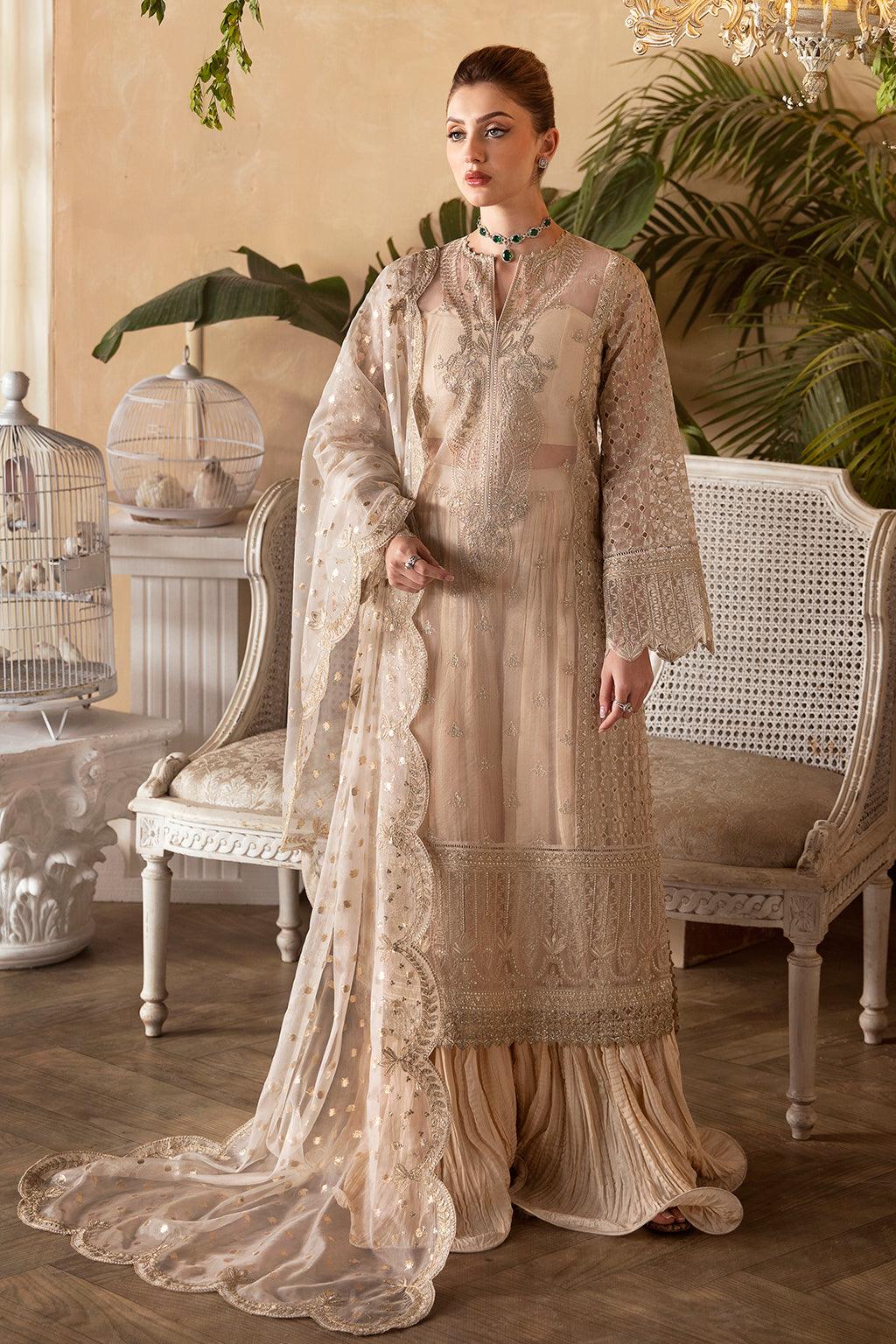 Afrozeh La Fuchsia Embroidered Organza 3Pc Suit ALF-05 Daisy - House Of Anaya