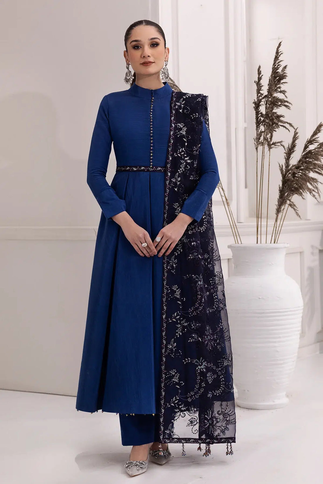 Alizeh | Formals Collection | Royal Blue Dress 3 piece - RTW1002 - House Of Anaya