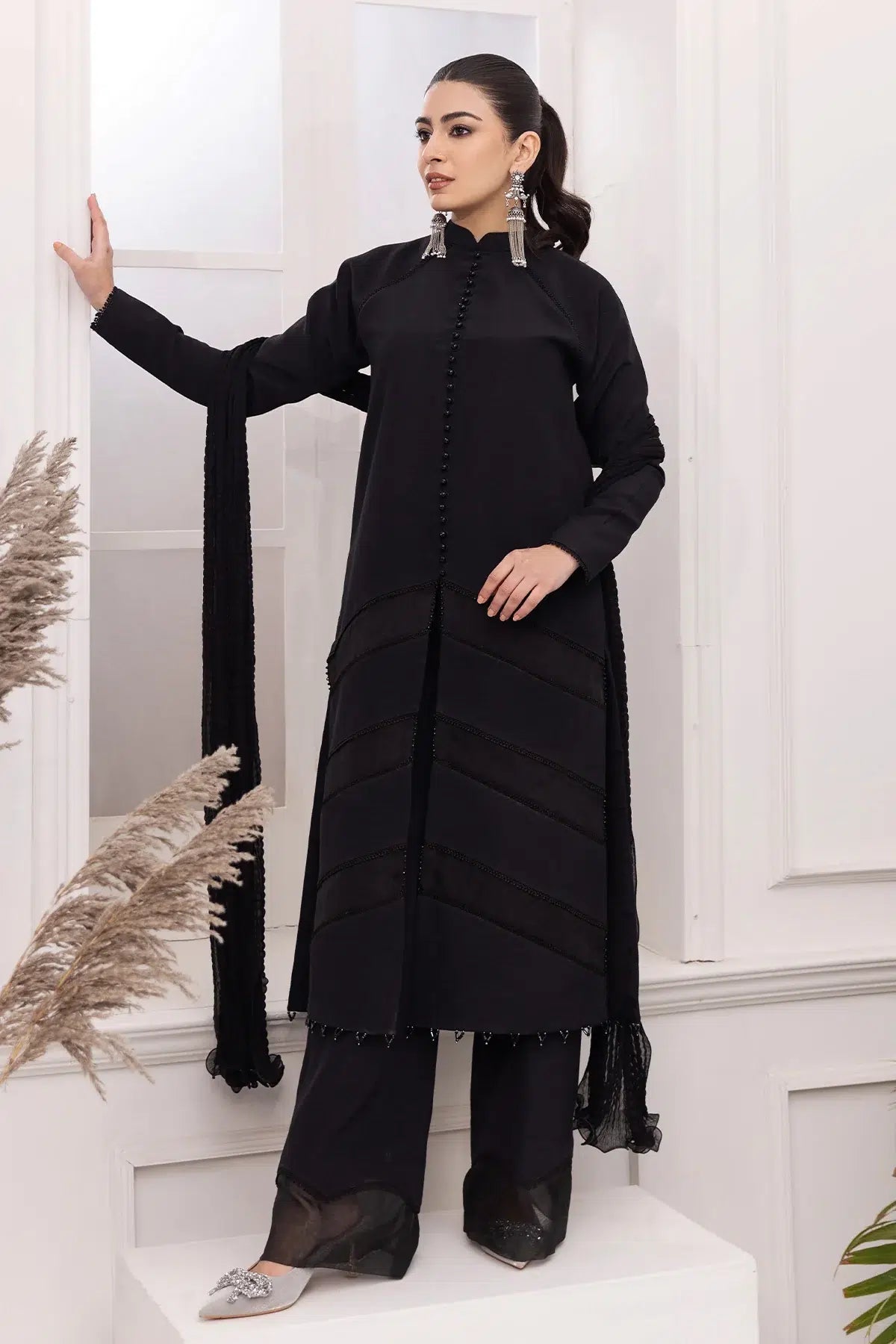 Alizeh | Formals Collection | Black Dress 3 piece - RTW1004 - House Of Anaya