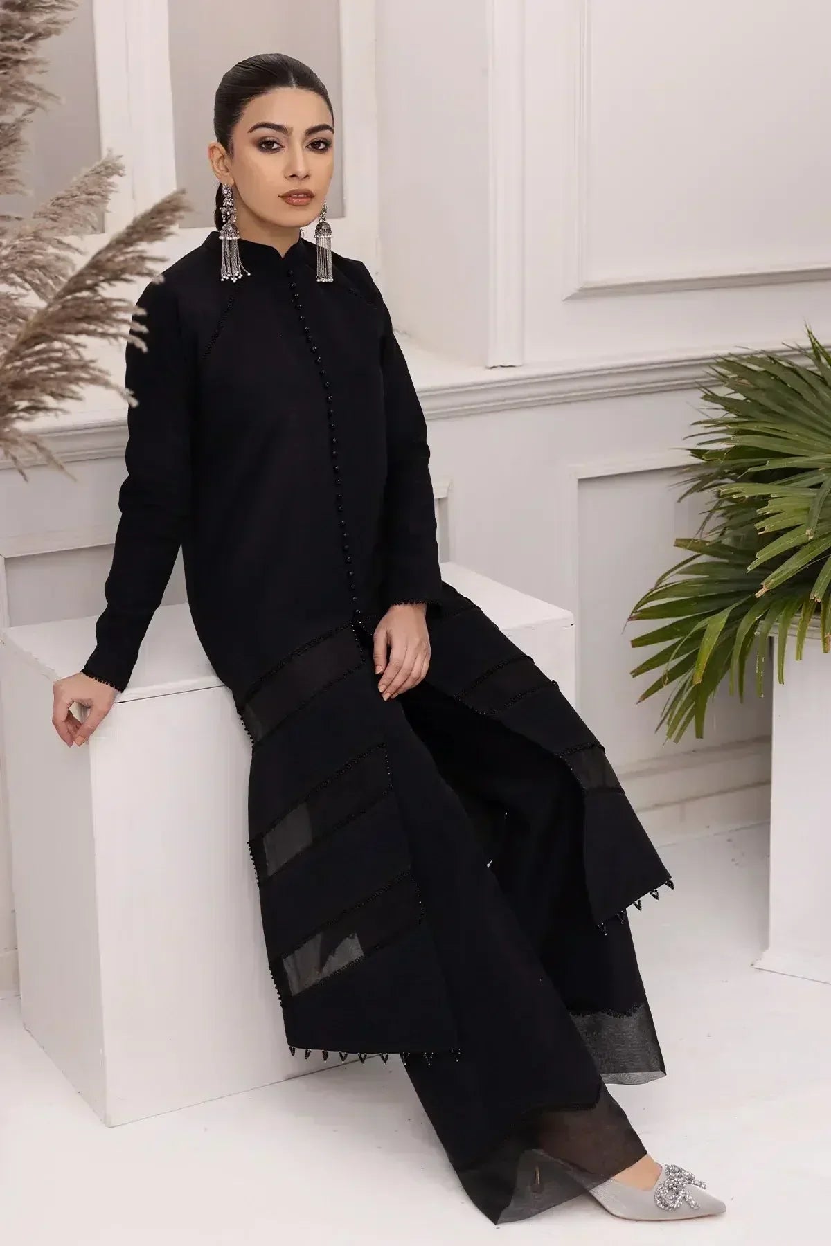 Alizeh | Formals Collection | Black Dress 3 piece - RTW1004 - House Of Anaya
