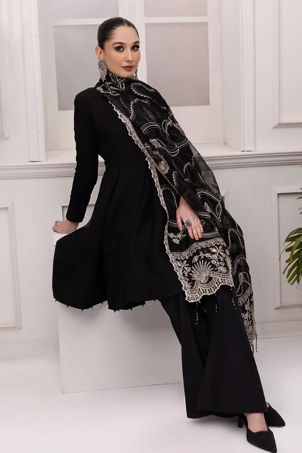 Alizeh | Formals Collection | Black Dress 3 piece - RTW1008 - House Of Anaya
