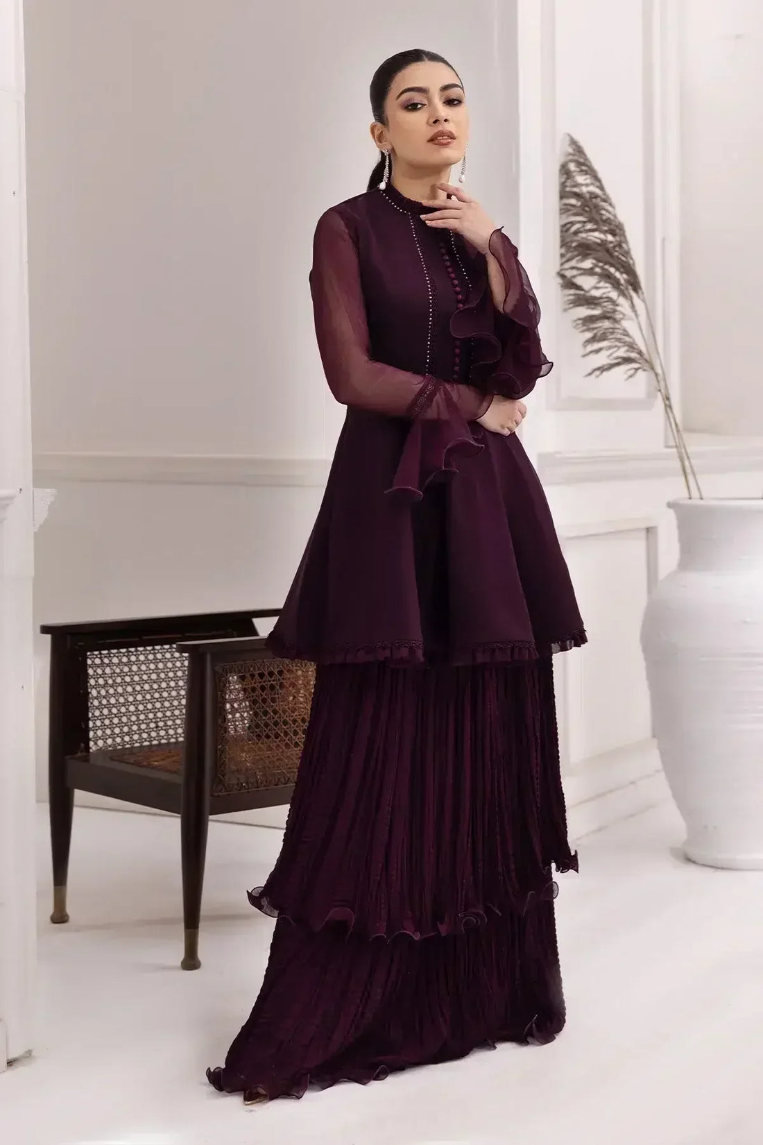 Alizeh | Formals Collection | Purple Frock 2 piece - RTW1001 - House Of Anaya