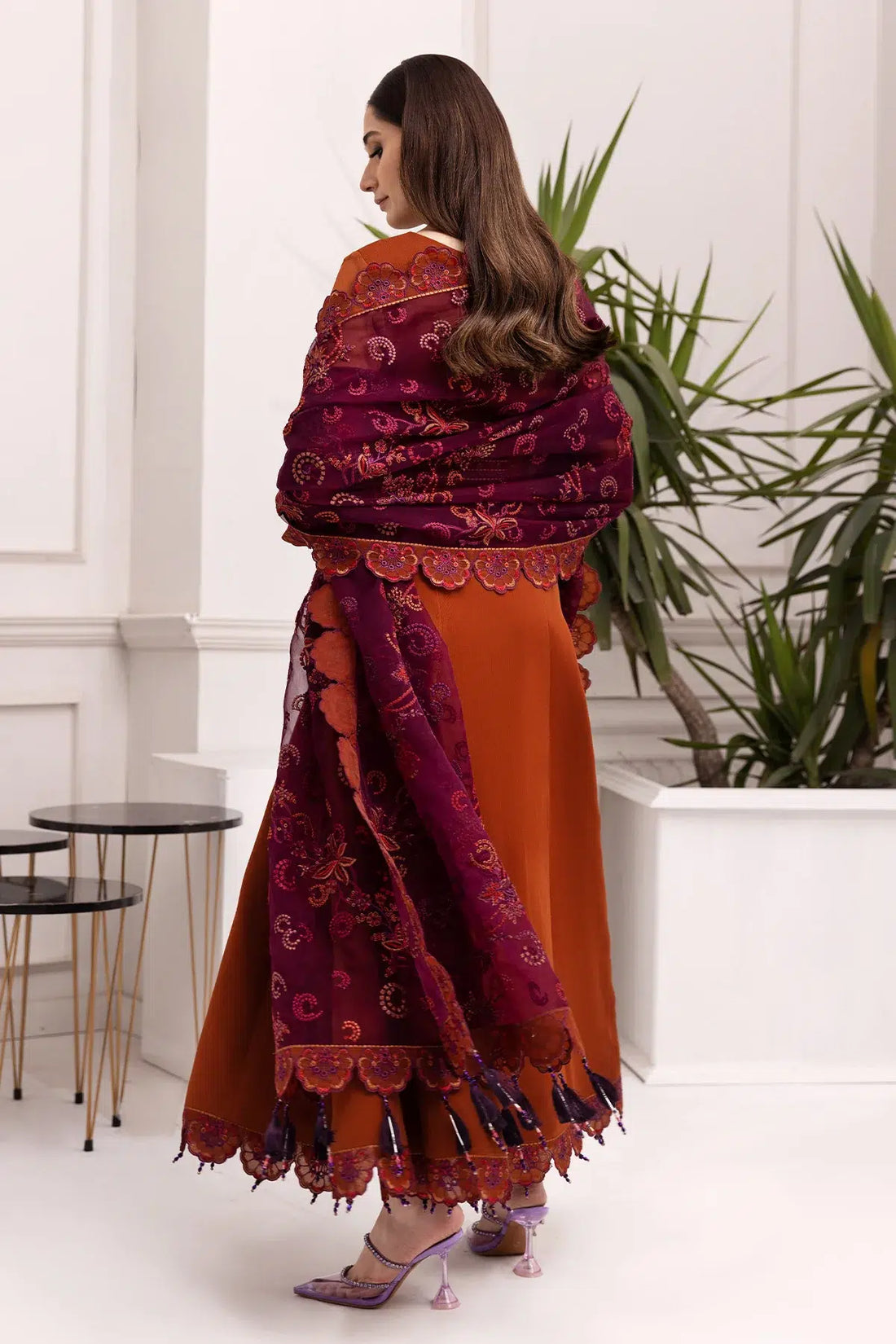 Alizeh | Formals Collection | Rust Dress 3 piece - RTW1011 - House Of Anaya