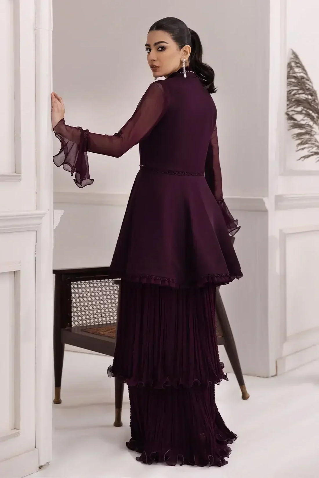 Alizeh | Formals Collection | Purple Frock 2 piece - RTW1001 - House Of Anaya
