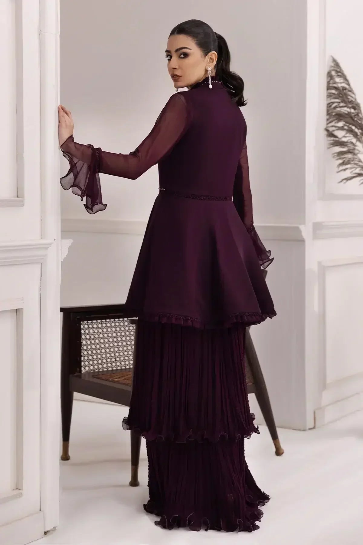 Alizeh | Formals Collection | Purple Frock 2 piece - RTW1001 - House Of Anaya