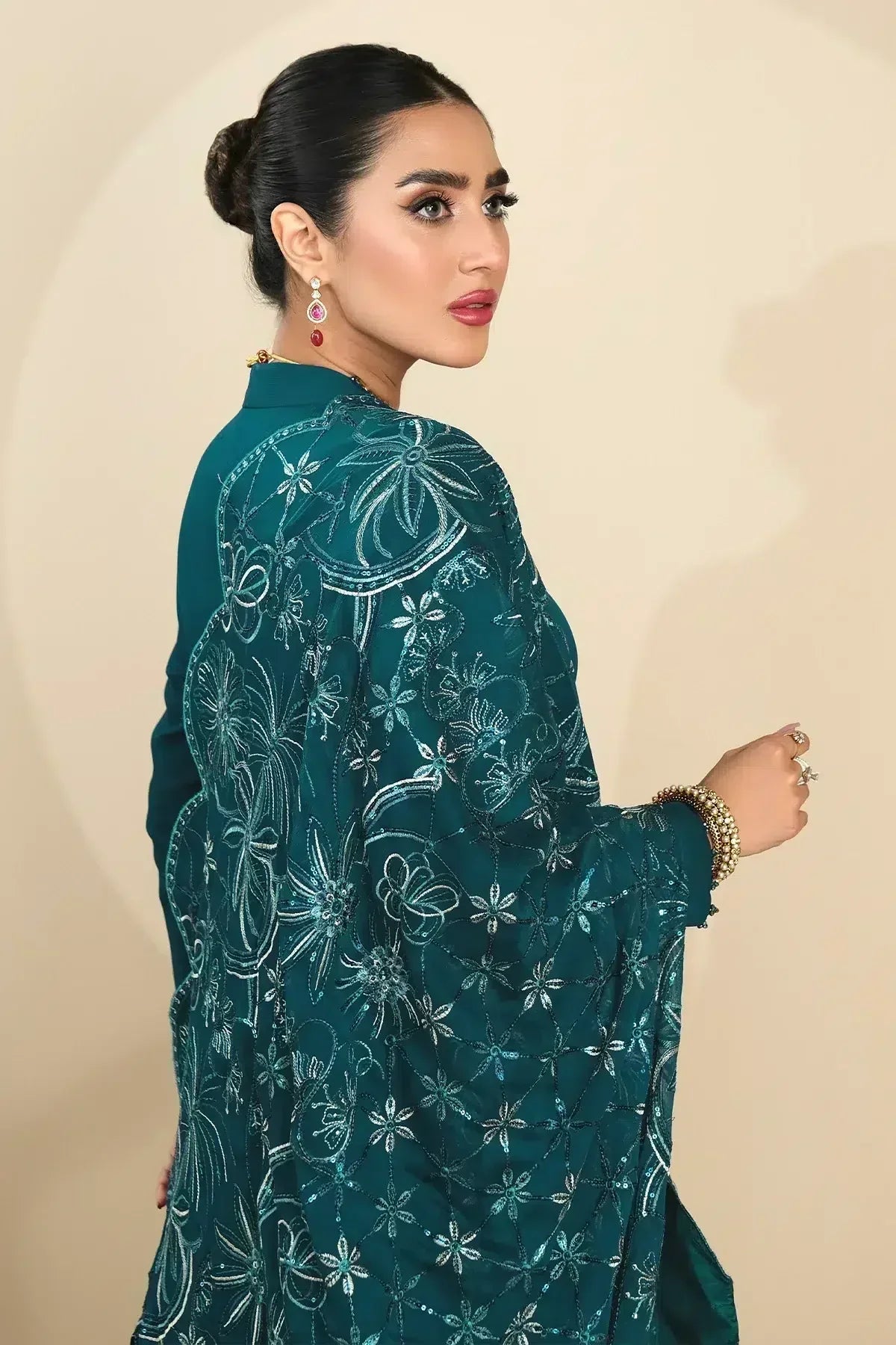 Alizeh | Formals Collection | Sea Green Peplum 3 piece - RTW1015 - House Of Anaya