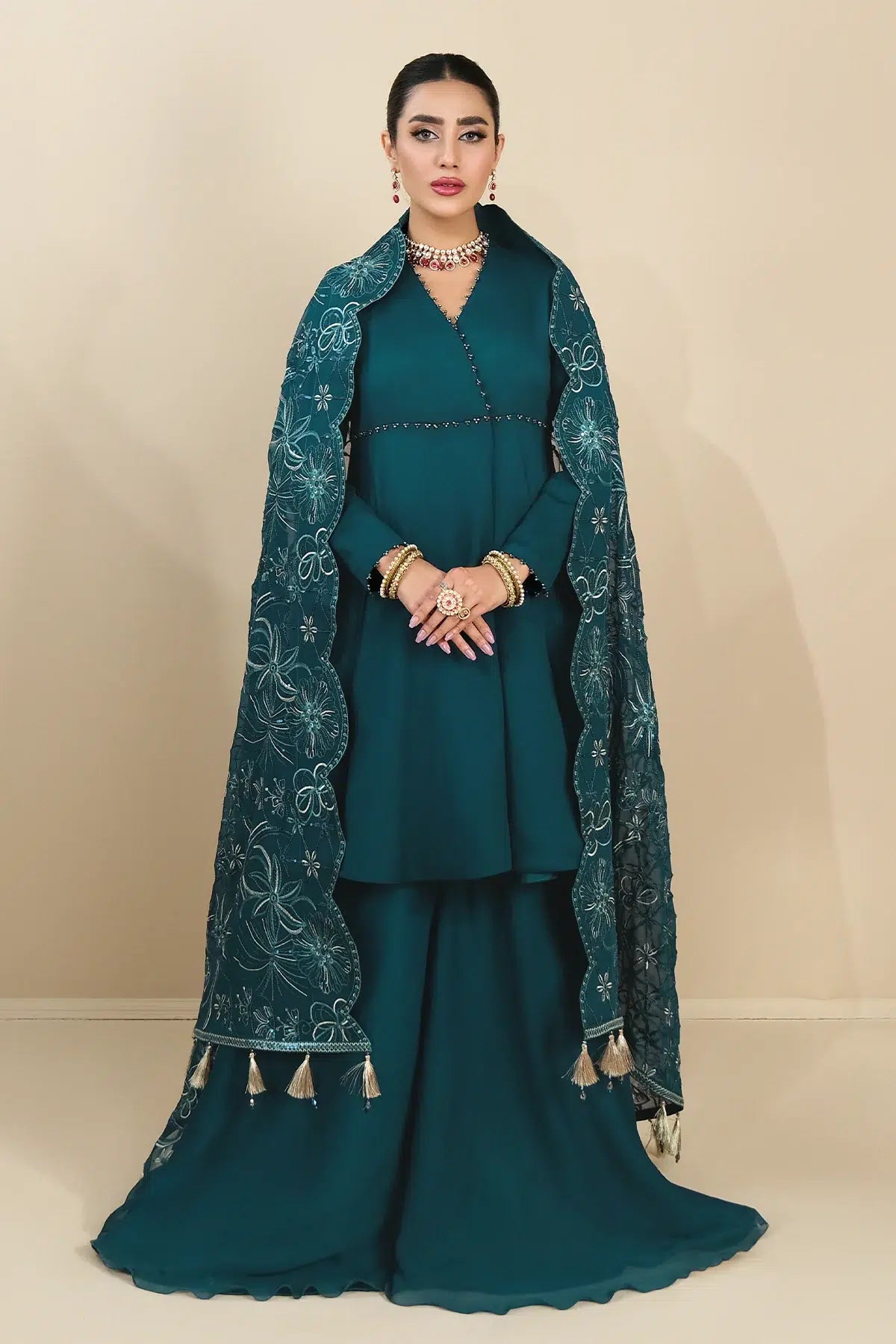 Alizeh | Formals Collection | Sea Green Peplum 3 piece - RTW1015 - House Of Anaya