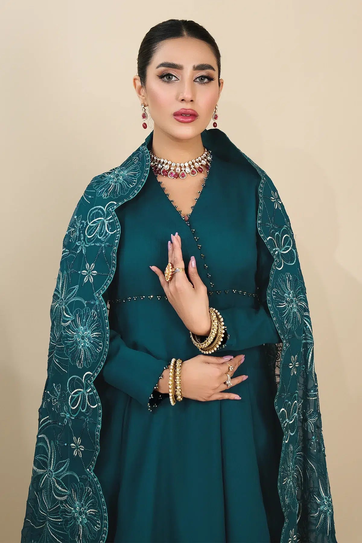 Alizeh | Formals Collection | Sea Green Peplum 3 piece - RTW1015 - House Of Anaya