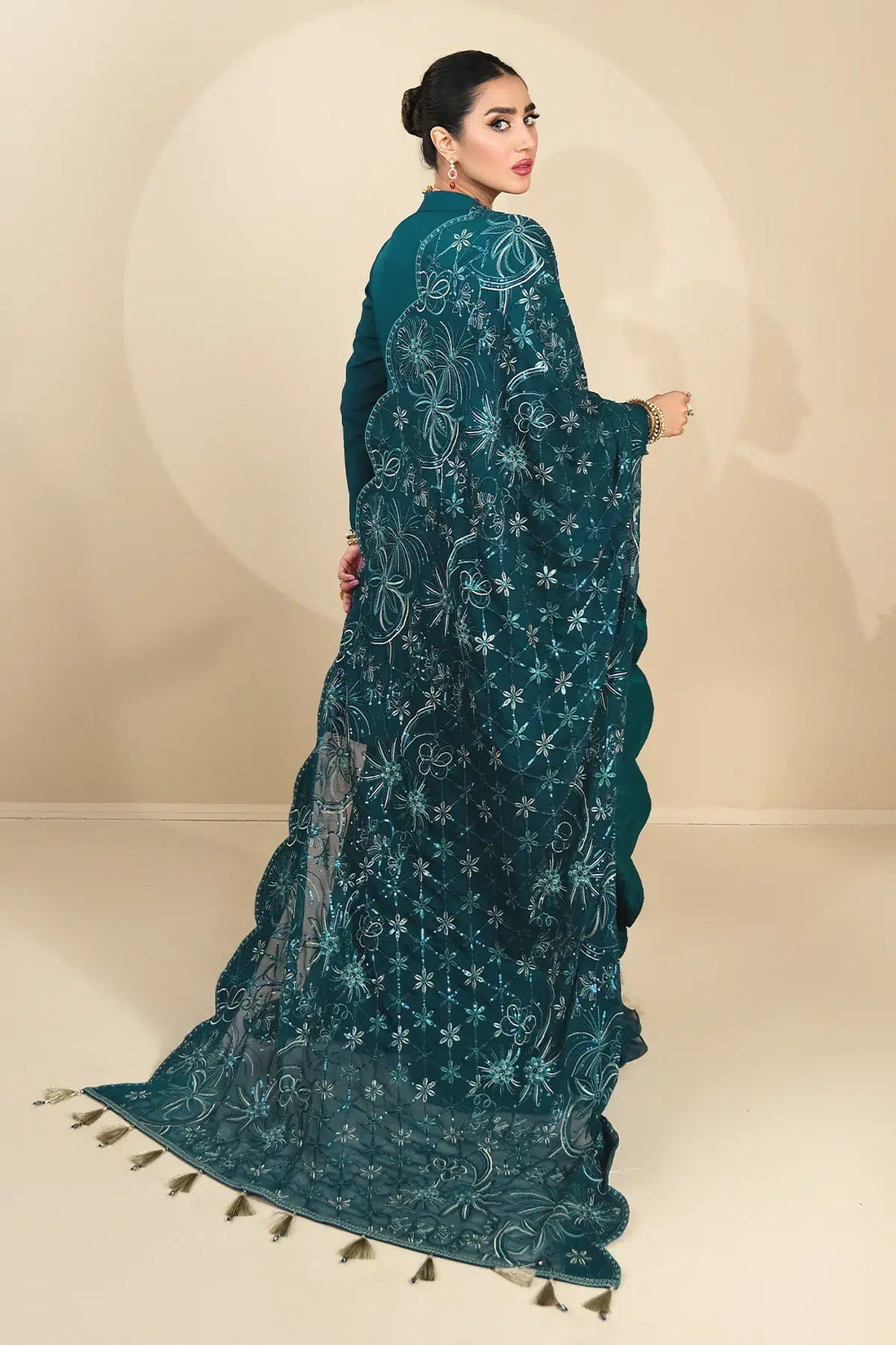 Alizeh | Formals Collection | Sea Green Peplum 3 piece - RTW1015 - House Of Anaya