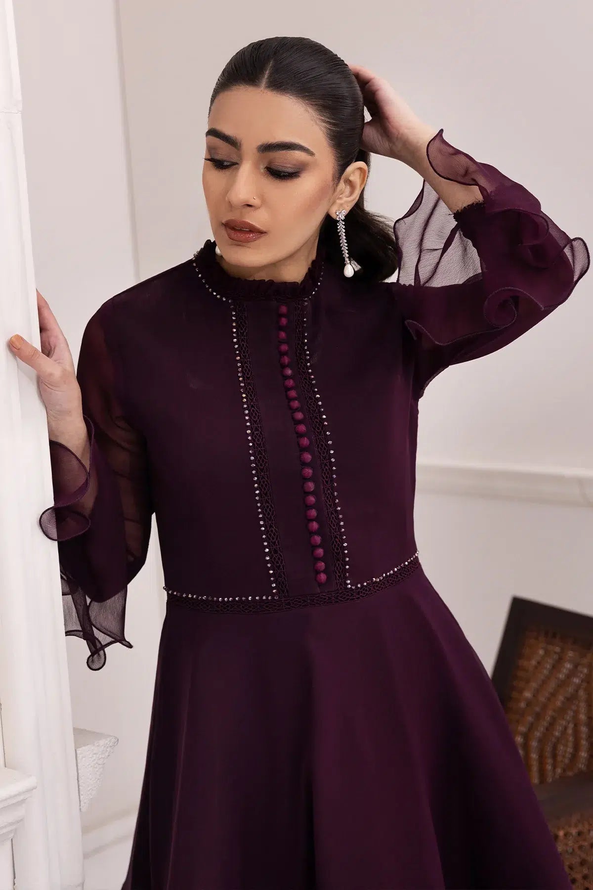 Alizeh | Formals Collection | Purple Frock 2 piece - RTW1001 - House Of Anaya
