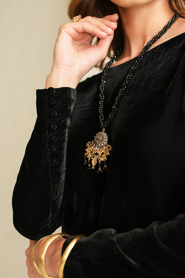 Baroque | Luxury Pret 24 | VELVET SUIT PR-1010 - House Of Anaya