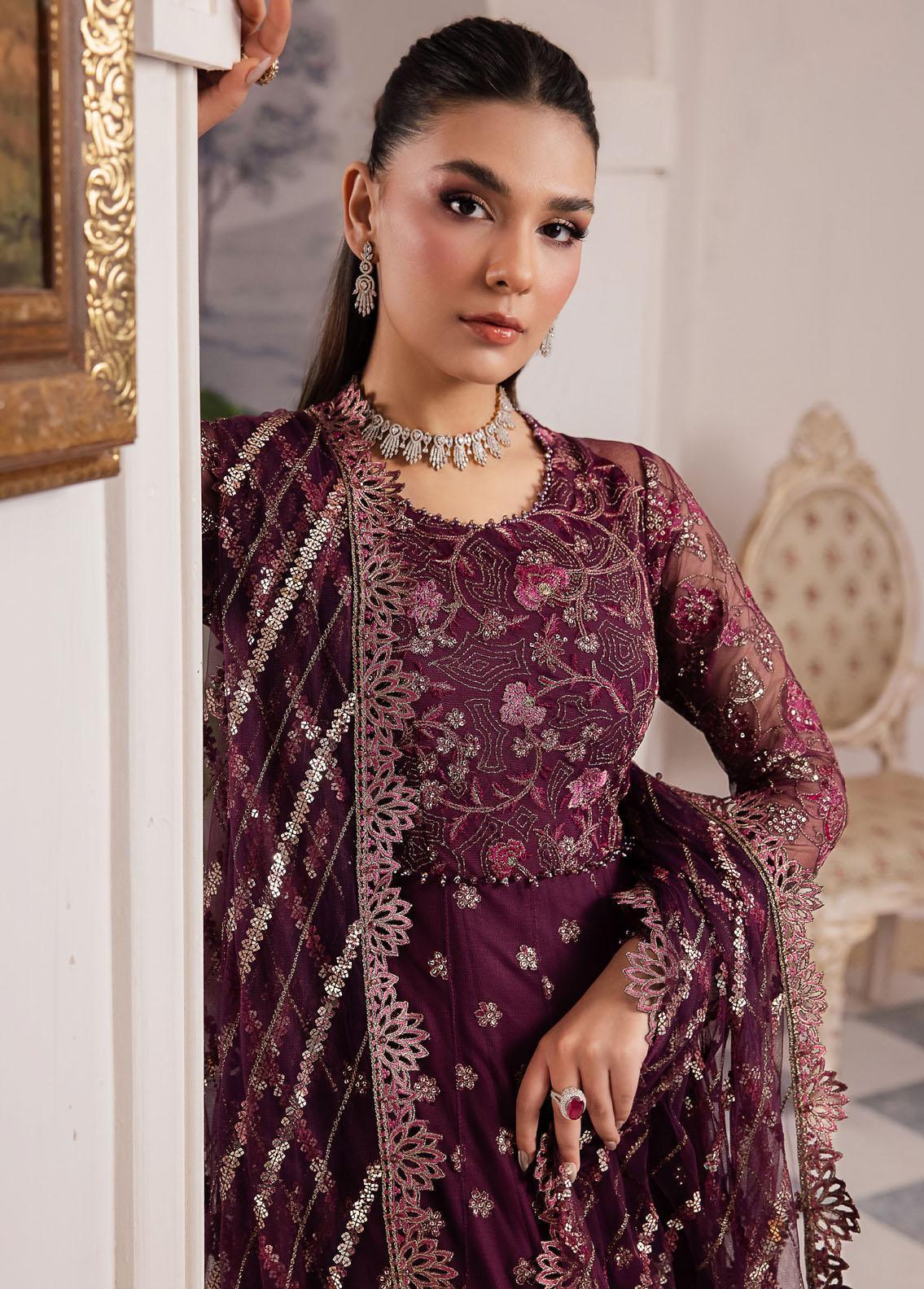 IZNIK Chinon Embroidered Net 3Pc Suit CC-37 Aida - House Of Anaya