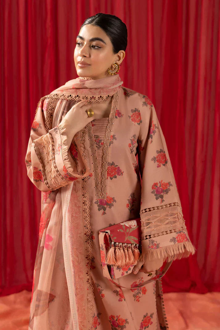 Alizeh | Sheen Lawn Prints 24 | Coral Peach - House Of Anaya