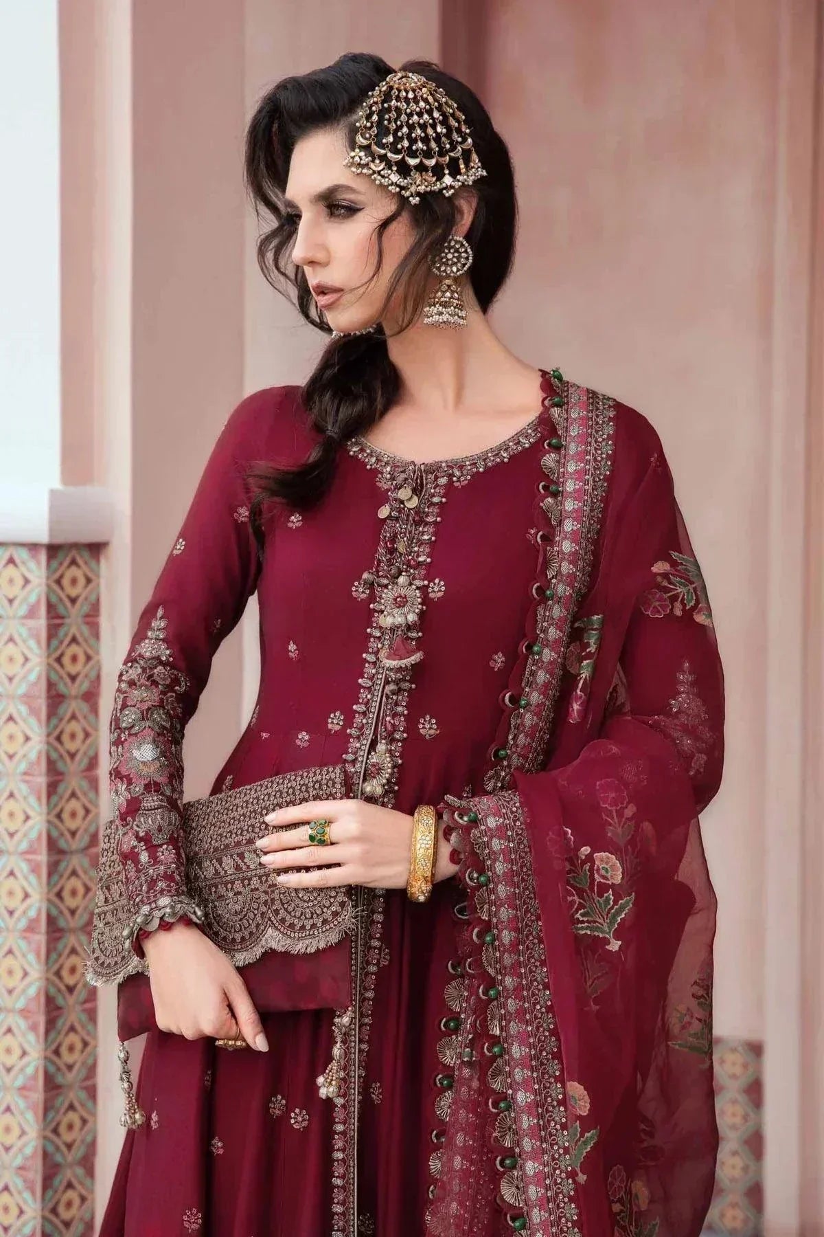Maria B | Sateen Formals 23 | Maroon CST-708 - House Of Anaya