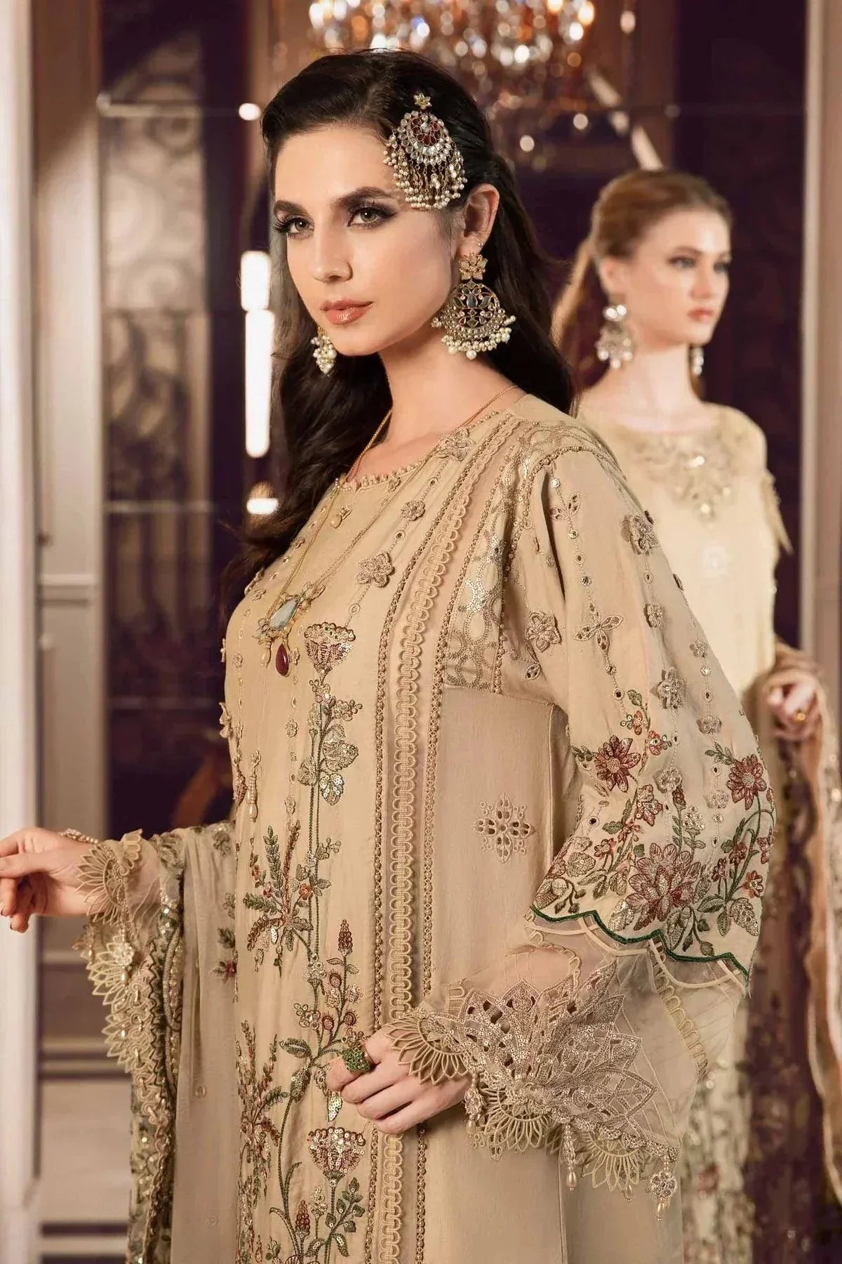 Maria B | Sateen Formals 23 | Beige CST-712 - House Of Anaya