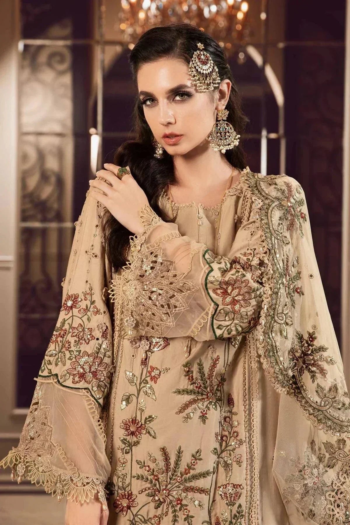 Maria B | Sateen Formals 23 | Beige CST-712 - House Of Anaya