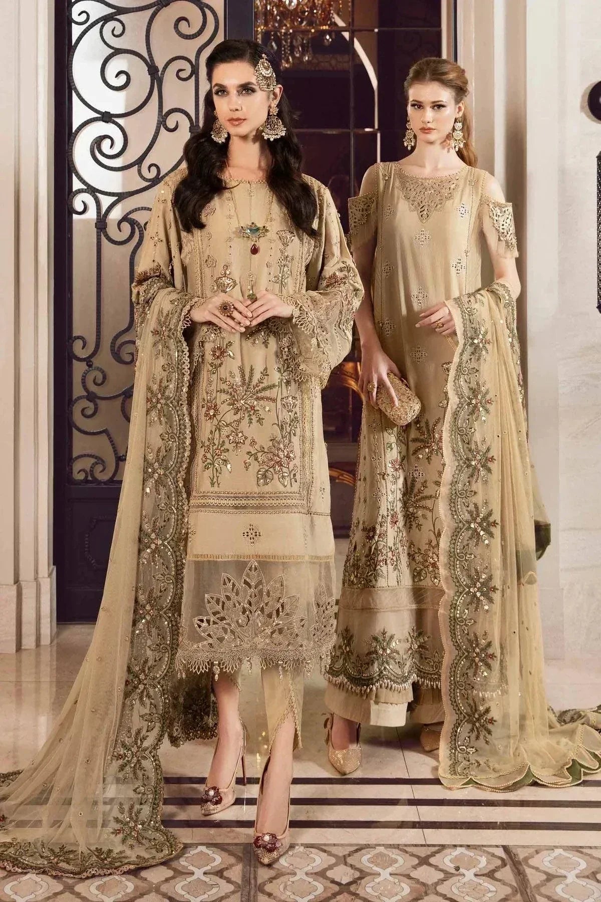 Maria B | Sateen Formals 23 | Beige CST-712 - House Of Anaya