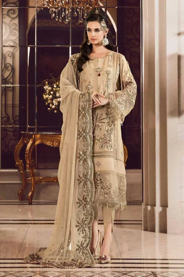 Maria B | Sateen Formals 23 | Beige CST-712 - House Of Anaya