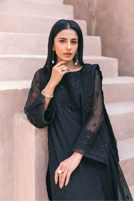 Azure | Embroidered Ensembles 3 Pcs | Charcoal Charm - House of Zarish