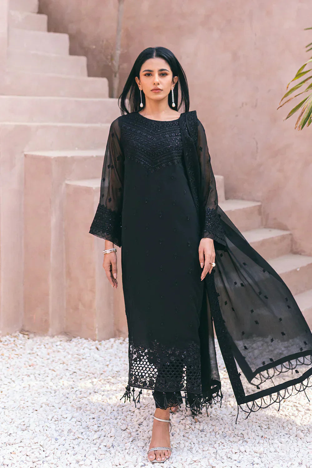 Azure | Embroidered Ensembles 3 Pcs | Charcoal Charm - House of Zarish