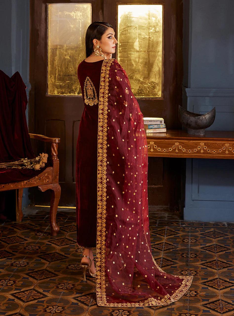 Zainab Chottani Embroidered Velvet 3Pc Suit D-03 ZIBA - House of Zarish