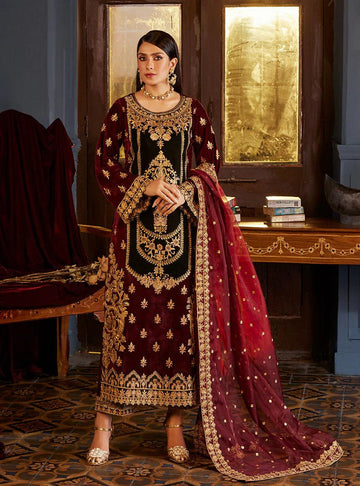 Zainab Chottani Embroidered Velvet 3Pc Suit D-03 ZIBA - House of Zarish