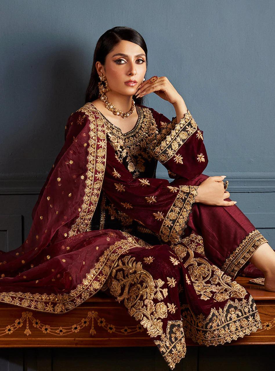Zainab Chottani Embroidered Velvet 3Pc Suit D-03 ZIBA - House of Zarish