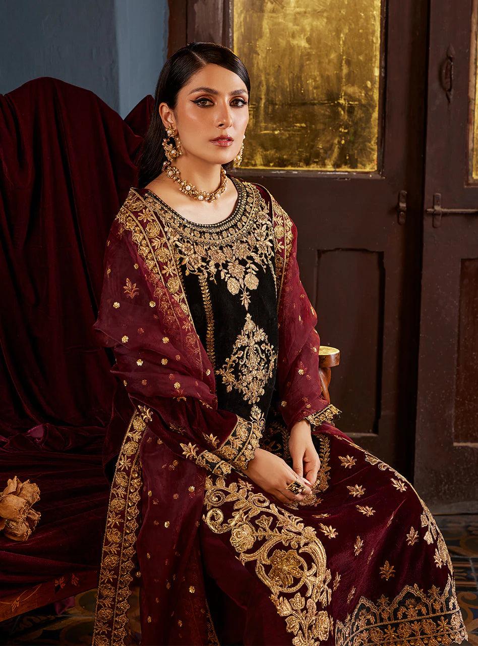 Zainab Chottani Embroidered Velvet 3Pc Suit D-03 ZIBA - House of Zarish