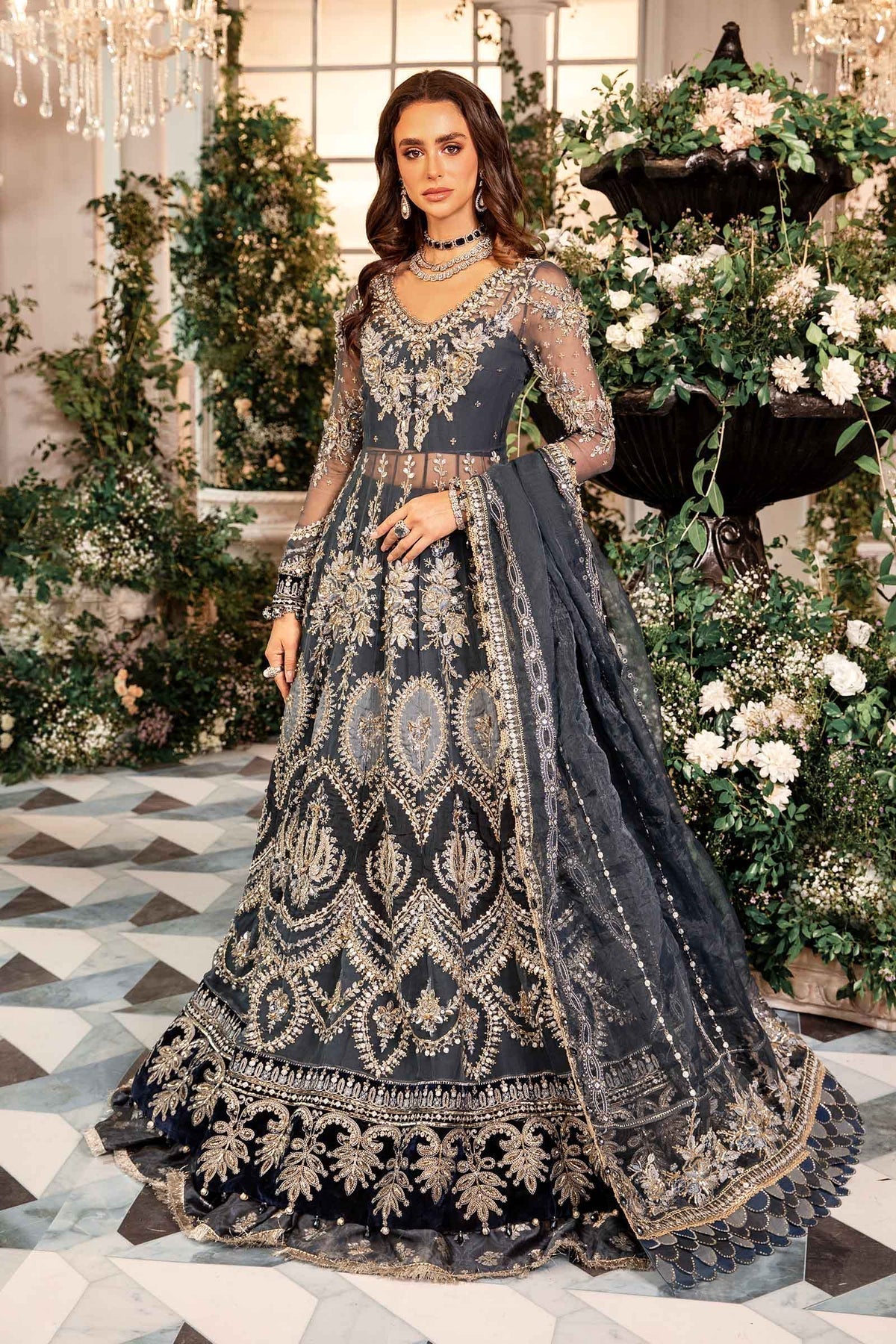 Maria B | Mbroidered Formals 24| Organza Suit | BD-2901 - House Of Anaya