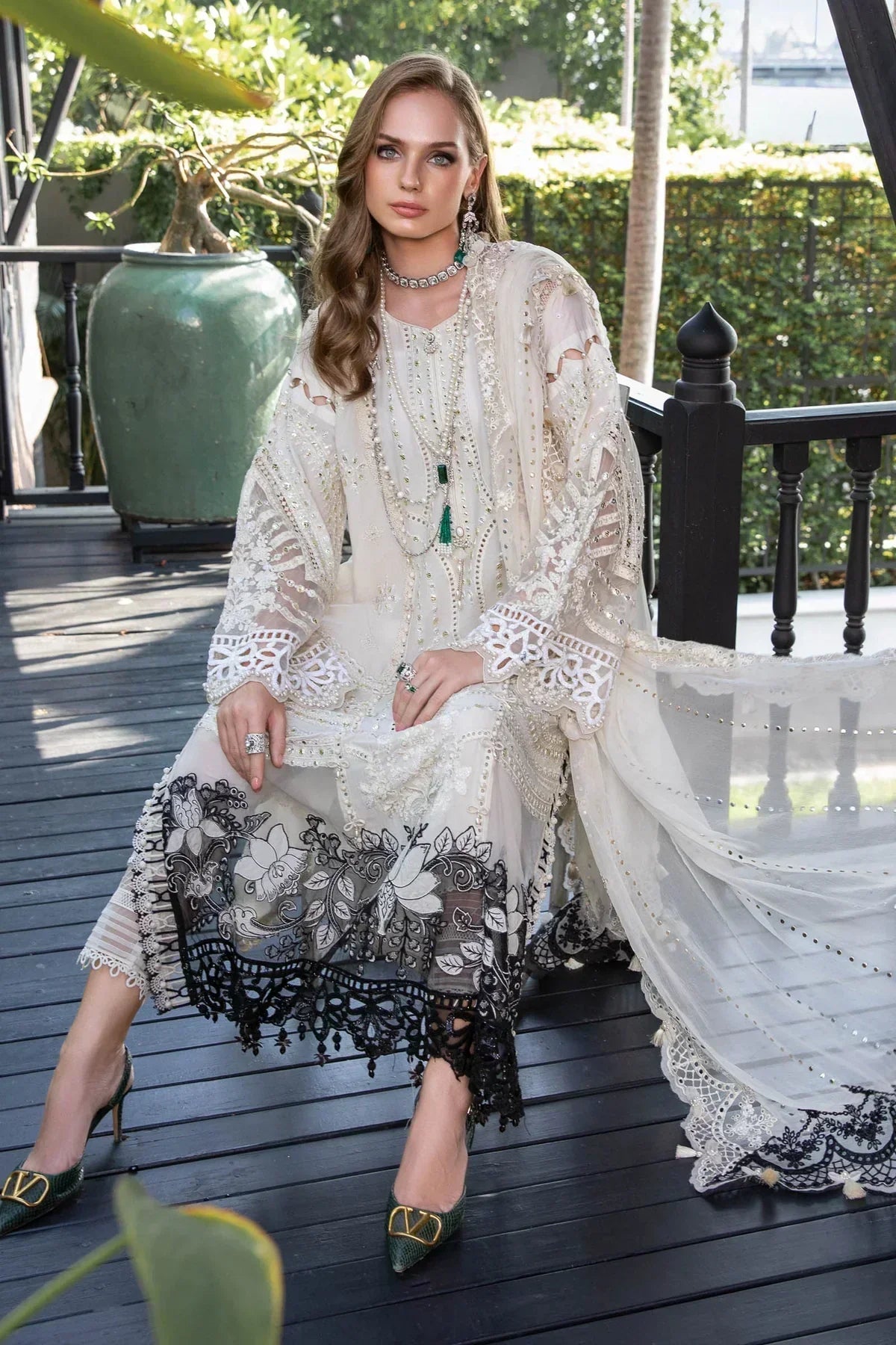 Maria B | Luxury Lawn | EL-23-02-Off White - House of Zarish