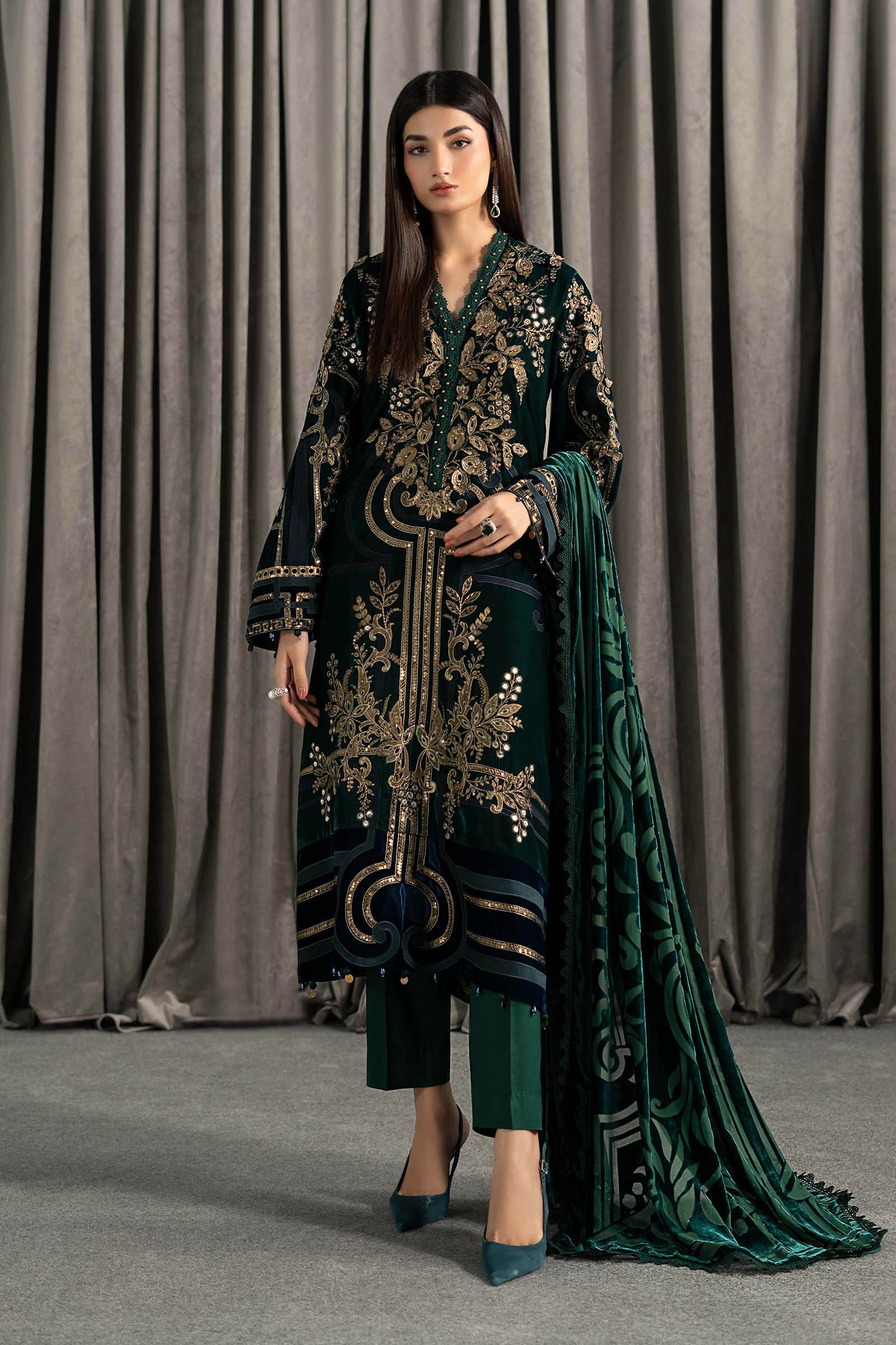 Maria B | Winter Luxe Pret 25 | WLS-1302-Emerald Green